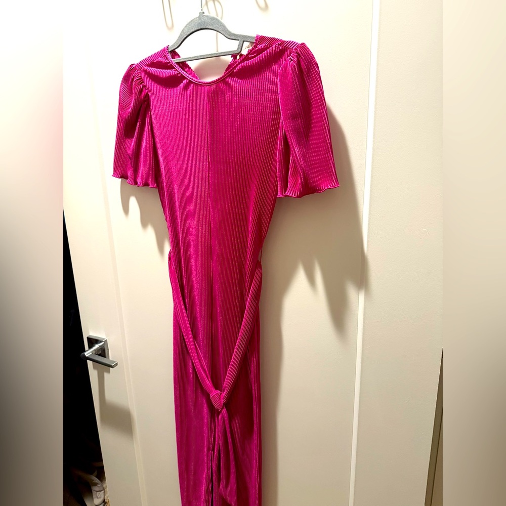 Chic Fuchsia Short Sleeve Maxi Dress